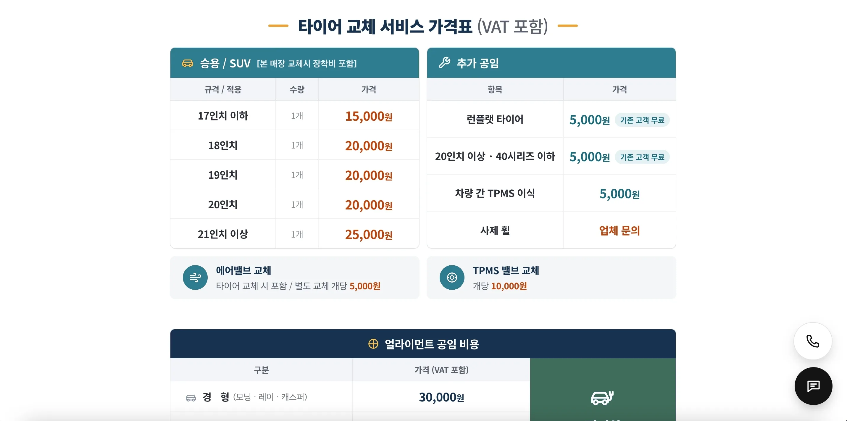타이어캠프 홈페이지 완성 화면 2
